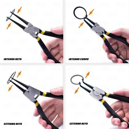 Imagem de Alicate P/ Anéis Interno E Externo 7'' 177 Mm 4 Peças