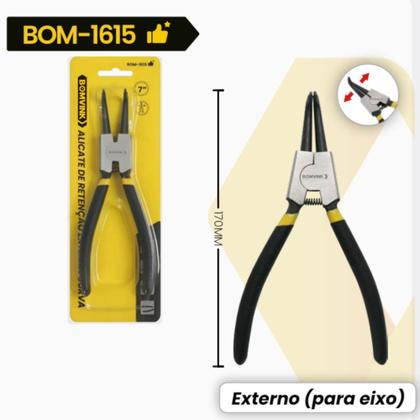 Imagem de Alicate para anéis externo bico curvo 7" - BOM-1615 - Bomvink