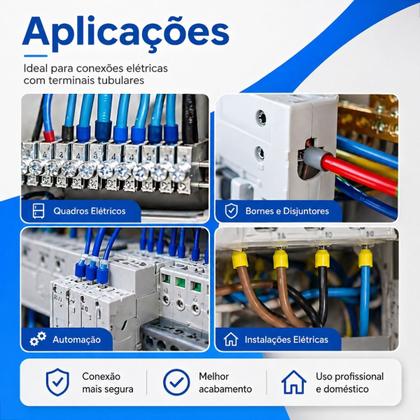 Imagem de Alicate Para Crimpar Terminais Tubulares Prensa Terminal Ilhós Ferramenta Para 0,25MM à 10MM