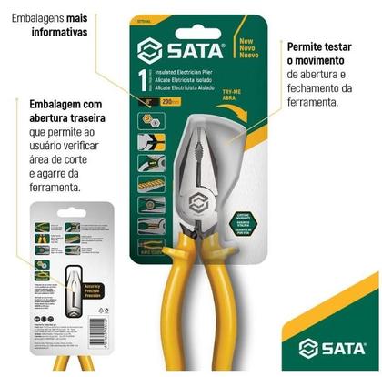Imagem de Alicate Para Eletricista Isolado 8 Polegadas SATA - ST75104L