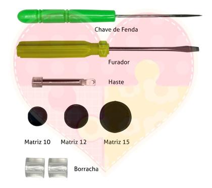 Imagem de Alicate Pregar Botão Pressão Ritas Cinza Box 140 Botões 12mm