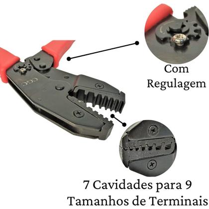 Imagem de Alicate Prensa Terminal Tubulares Ilhós 0,50 à 16mm Gc-336e2 Pré Isolados Crimpador Prensa Com Catraca Profissional