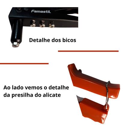 Imagem de Alicate rebitador rebitadeira Famastil 4 bicos de até 4.8mm