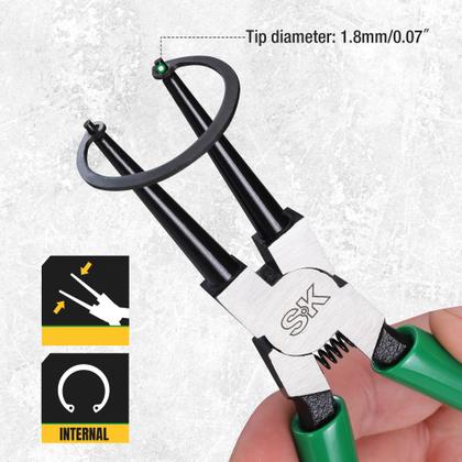 Imagem de Alicate Snap Ring SK, anel interno de 7 polegadas com mandíbula reta