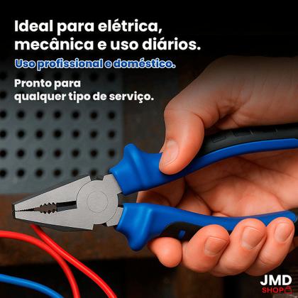 Imagem de Alicate Universal 8” em Aço Cromo Vanádio para Corte de Fios e Instalações Elétricas