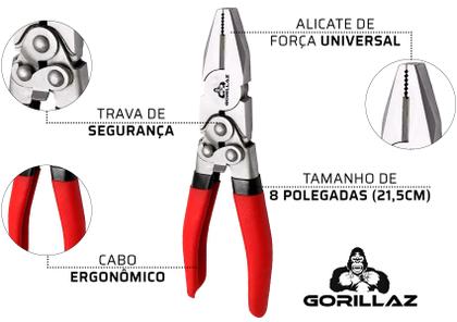 Imagem de Alicate Universal Junta Dupla Força Dupla 8 Polegadas