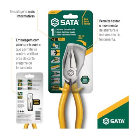 Imagem de Alicate universal para eletricista isolado 8" - ST75104L Sata