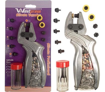 Imagem de Alicate Vazador Pregar Aplicar Ilhós 54 Botão Tic Tac 35.