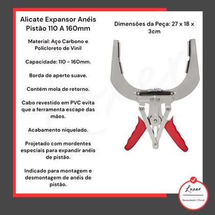 Imagem de Alicates Para Anéis De Pistão De 40mm Até 160mm - Loxer