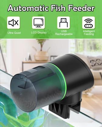 Imagem de Alimentador automático de peixes Petbank, temporizador recarregável USB preto