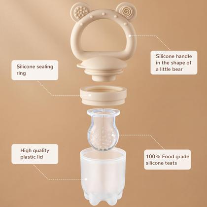 Imagem de Alimentador de frutas para bebês de silicone com bandeja para freezer, pacote com 2 e mais bolsas