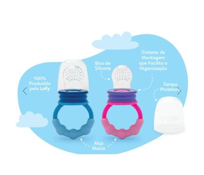 Imagem de Alimentador de Silicone com Tampa Protetora e Alça com bolinhas macias 6+ meses