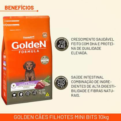 Imagem de Alimento Golden Cães filhotes Mini Bits 10kg Carne & Arroz