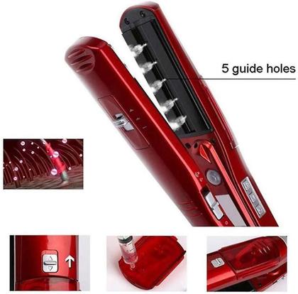 Imagem de Alisador de Cabelo de Cerâmica Profissional, Alisa e Enrola, 5 temperaturas - Vermelha