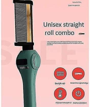 Imagem de Alisadores de cabelo escova de alisamento de cabelo pente de aquecimento quente modelador de cabelo em linha reta ondulação modelador de ferro ondulado verde