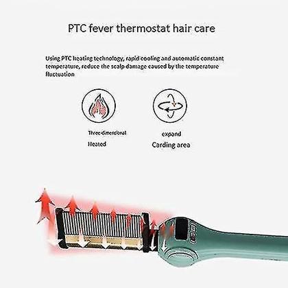 Imagem de Alisadores de cabelo escova de alisamento de cabelo pente de aquecimento quente modelador de cabelo em linha reta ondulação modelador de ferro ondulado verde