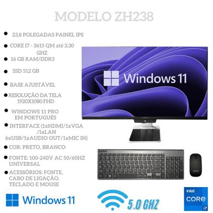 Imagem de All In One Computador Intel Core I7 Ssd512gb 16gbram tela 23,8 pol Full HD Completo Pc wifi teclado mouse sem fio Webcam 5.0mp Windows 11