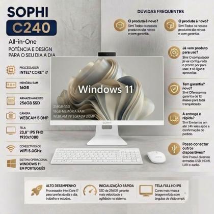 Imagem de All In One Computador Intel I7 16gb Ssd256gb Tela 23,8 Full HD PC Completo Webcam Win 11 Office Bivolt Wifi Ips CoreI7 Bluetooth kit mouse teclado