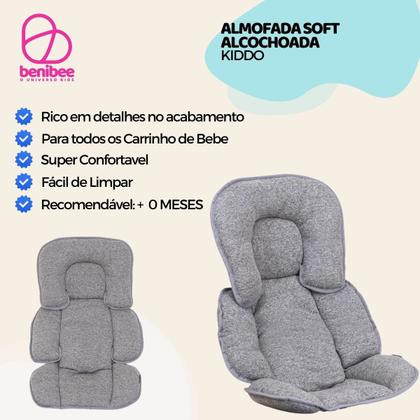 Imagem de Almofada Acolchoada Soft Melange Grafite Carrinho Bebê Kiddo