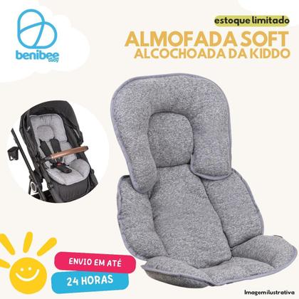 Imagem de Almofada Acolchoada Soft Melange Grafite Carrinho Bebê Kiddo