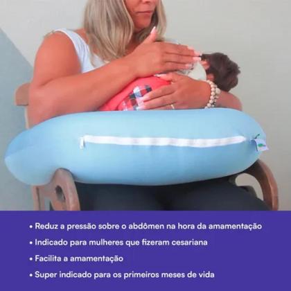 Imagem de Almofada Amamentação Travesseiro Nasa Para Amamentar Envio Rápido - Azul bebê