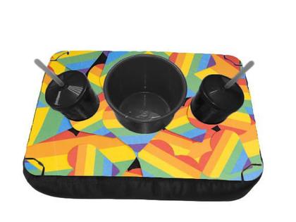 Imagem de Almofada Bandeja Pipoca Balde e 2 Copos Suede Macio e Madeira Personalizado