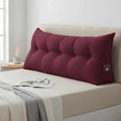 Imagem de Almofada Cabeceira Ana Cama Solteiro 90cm Suede Marsala Mz Decor