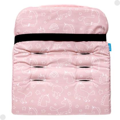 Imagem de Almofada Carrinho Bebe Dupla Face Universal Unicórnio Rosa 18492 - Buba
