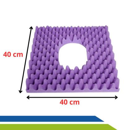Imagem de Almofada Casca de Ovo Espuma Quadrada com Orifício Removível D28 6cm - Anti-Escaras / Hemorroida - Bioflorence Cód 104-0192