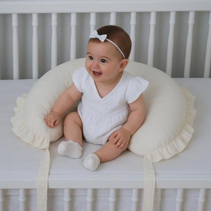 Imagem de Almofada de Amamentação Extra Grande Algodão 200 fios Babado Verde