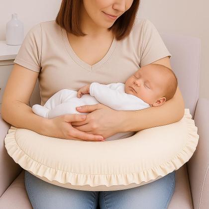 Imagem de Almofada de Amamentação Extra Grande Algodão 200 fios Babado Verde