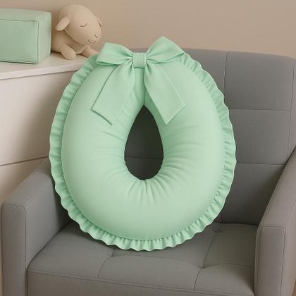 Imagem de Almofada de Amamentação Extra Grande Algodão 200 fios Babado Verde