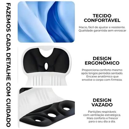 Imagem de Almofada de Apoio Lombar Cadeira Correção de Coluna M - AZUL