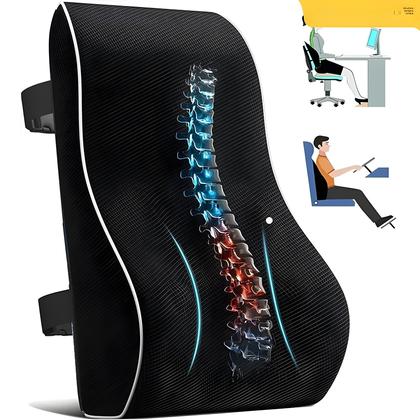 Imagem de Almofada de Apoio Lombar com Espuma de Memória - para Carro e Cadeira de Escritório