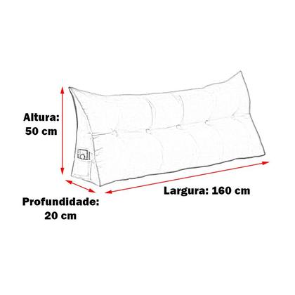 Imagem de Almofada de Apoio para Cabeceira 160cm Suede Várias Cores - Estopar