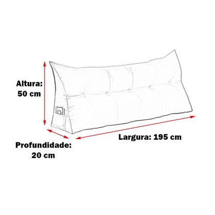 Imagem de Almofada de Apoio para Cabeceira 195cm Suede Várias Cores - Estopar