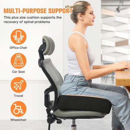 Imagem de Almofada de assento BSZXD Extra Large Memory Foam preta