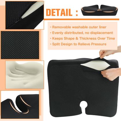 Imagem de Almofada de assento BSZXD Extra Large Memory Foam preta