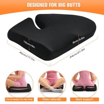 Imagem de Almofada de assento BSZXD Extra Large Memory Foam preta