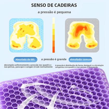 Imagem de Almofada de Assento em Gel Respirável com Design em Favo de Mel - Alívio de Pressão e Dor no Cóccix
