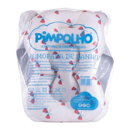 Imagem de Almofada de Banho Para Bebê Bege Flores Vermelhas - Pimpolho