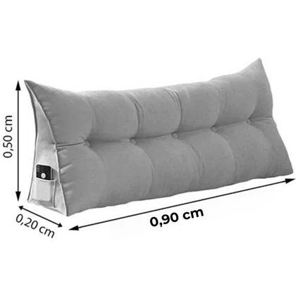 Imagem de Almofada de Cabeceira 90 cm Solteiro Suede Apoio Cama Quarto
