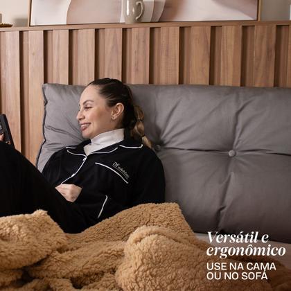 Imagem de Almofada de Cabeceira Encosto Apoio para Lombar com Bolso Lateral 140x50x20 - BF Colchões