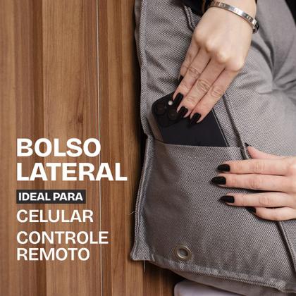 Imagem de Almofada de Cabeceira Encosto Apoio para Lombar com Bolso Lateral 140x50x20 - BF Colchões