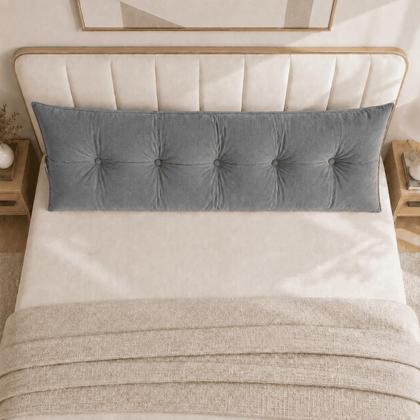 Imagem de Almofada de Cabeceira Retangular Mel 140cm Suede Apoio Conforto com Bolso Lateral