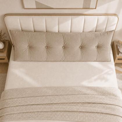 Imagem de Almofada de Cabeceira Retangular Mel 195cm Suede Conforto e Maciez