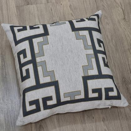 Imagem de Almofada De Linho Geométrica Treliça Frame Bege Verde 45x45