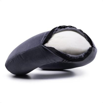 Imagem de Almofada de Pescoço Apoio Encosto CORES ROSA AZUL PRETA Anatômico Padrão PREMIUM NAP Avião Viagem Leitura C/ Botão