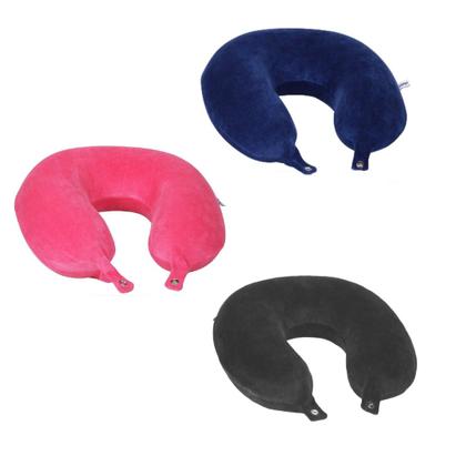 Imagem de Almofada de Pescoço Apoio Encosto CORES ROSA AZUL PRETA Anatômico Padrão PREMIUM NAP Avião Viagem Leitura C/ Botão
