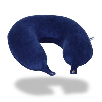 Imagem de Almofada de Pescoço Apoio Encosto CORES ROSA AZUL PRETA Anatômico Padrão PREMIUM NAP Avião Viagem Leitura C/ Botão
